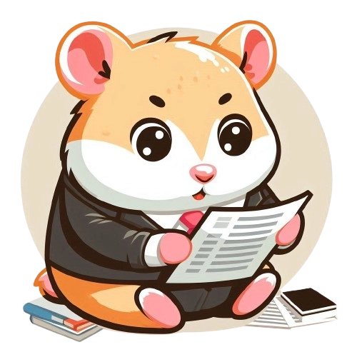 Hamster with a suit reading a page